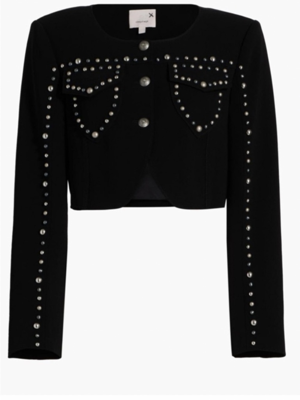 Cinq a Sept Cropped Black Stud-Embellished Jacket
